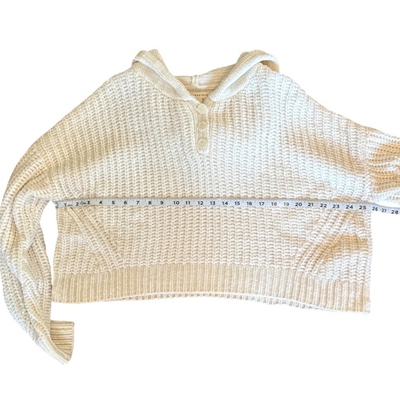 Aeropostale Chenille Henley Hoodie Cream XL Cozy Soft Pullover Sweater - Picture 8 of 10